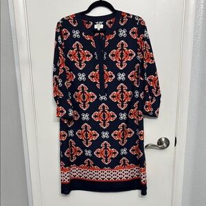 Crown & Ivy Orange Long Sleeve Bishop Sleeve Sheath Dress